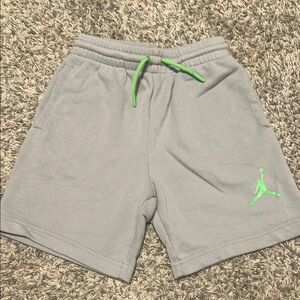 Jordan Kids Gray Shorts with Neon Green Accents